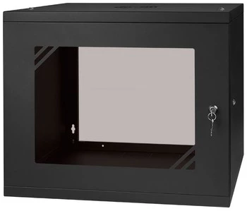 RACK 19'' 9U 600x450mm ČERNÝ Skleněné dveře