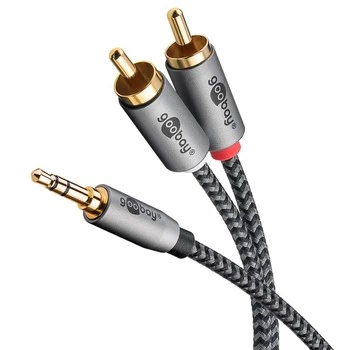 Audio kabel Jack - 2x RCA Goobay Plus TEXTIL 1m