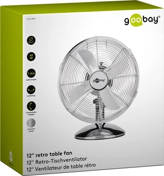 Stolní ventilátor 12" 40W Goobay kov chrom