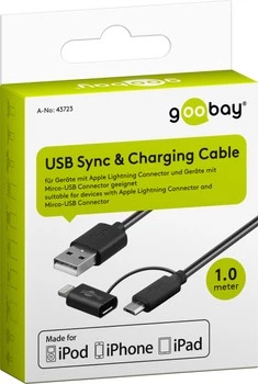 USB - microUSB + Apple Lightning kabel Goobay 1m