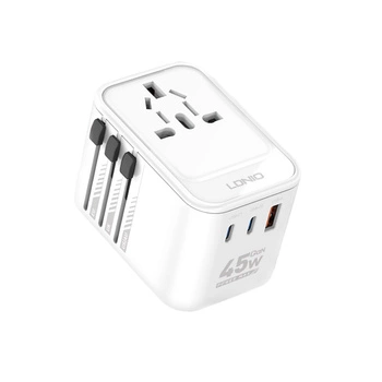 GaN 45W 2xUSB-C USB-A univerzální cestovní adaptér