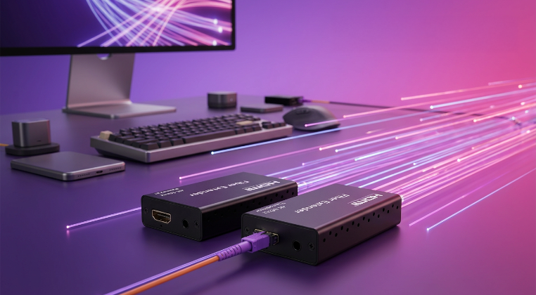 Jak přenášet HDMI signál na velké vzdálenosti? Převodník HDMI na optické vlákno
