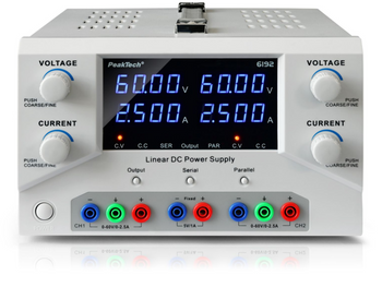 Zweikanal-Labornetzgerät 2x 60V 2,5A DC USB PeakTech 6192