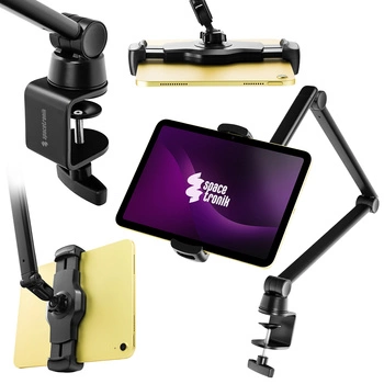 Uchwyt biurkowy Spacetronik SPP12303B do tableta i smartfona z regulowanym ramieniem