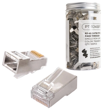 RJ45 cat5e pass-through connector FTP PT-RJ455FT-0 100pcs