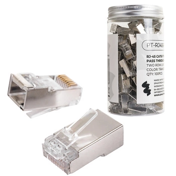 RJ45 cat.6 FTP pass-through connector PT-RJ456FT-1 100pcs