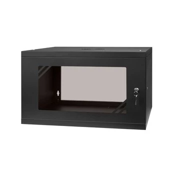 RACK 19'' 6U 600x350mm cabinet BLACK Glass door