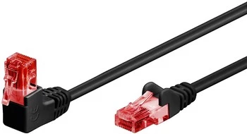 LAN cable Patchcord CAT 6 U/UTP 1x90 BLACK 10m