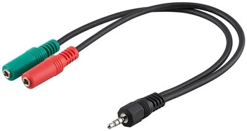 Audio adapter 2x gn - 1x wt jack 35mm 30cm Goobay