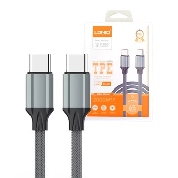 Rapid charging cable with TPE 2x USB-C 65W PD 1M