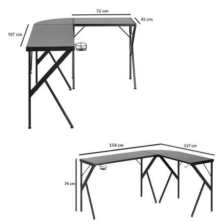 Narożne Biurko Loftowe 154cm Funky Furniture