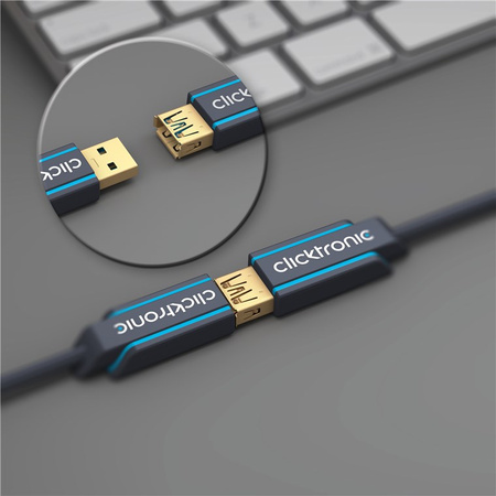 CLICKTRONIC USB 3.0 Buchse-Stecker Verlängerungskabel 3m