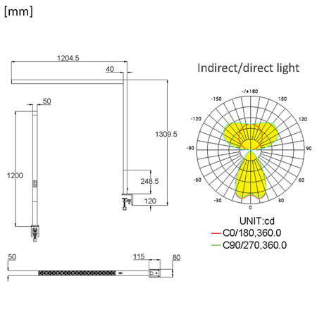 Lampa biurkowa LED boczna GLOW D22 Pro Czarna