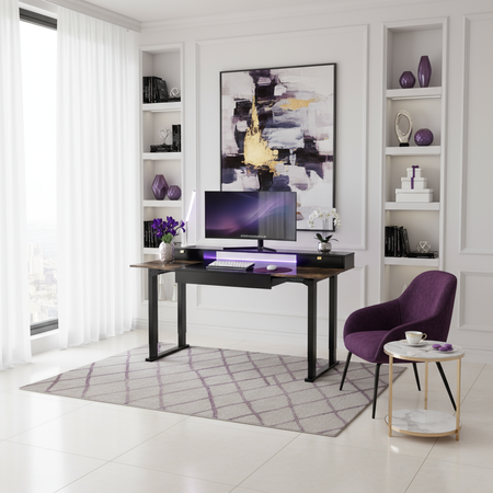 Zestaw ergonomiczny biurko elektryczne SPE F121 krzesło Spiro lampa Glow D8