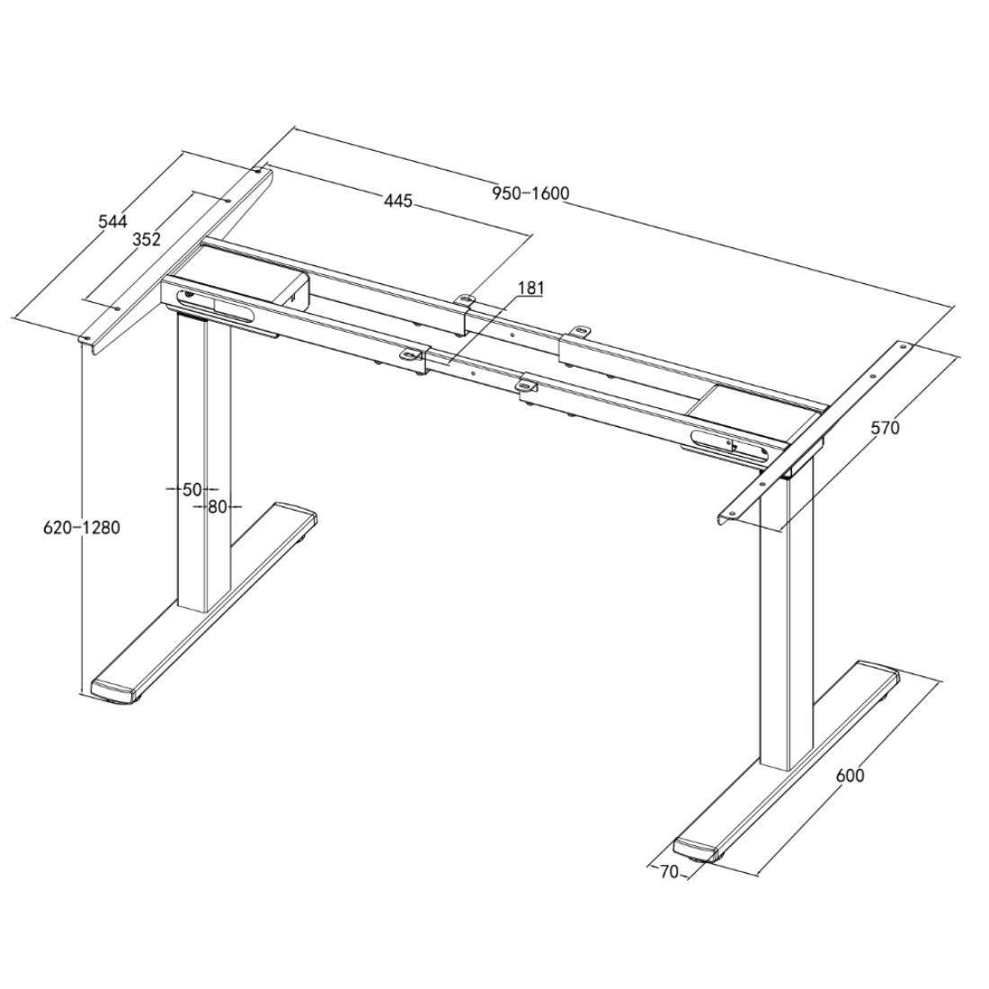 rysunek techniczny stelaża SPE237W