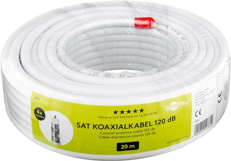 Koaxiální kabel Goobay RG6 4xEKR 120dB CCS 20m