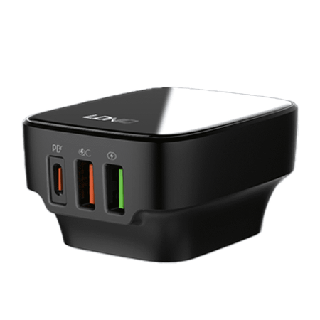 32W 3 port USB charger PD QC Ldnio Q334 black