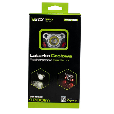 Latarka czołowa 10W powerbank sensor VAYOX VA0103