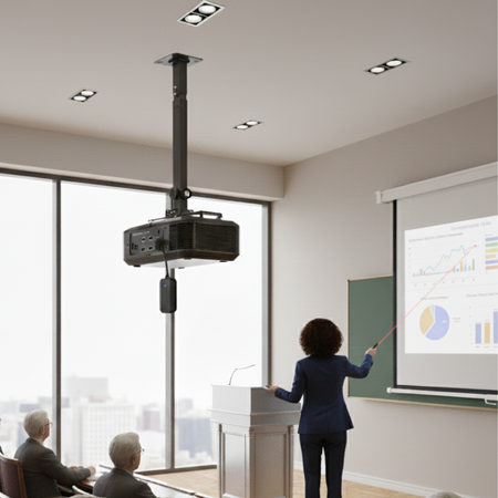 Zestaw ekran reczny uchwyt sufitowy transmiter HDMI pilot