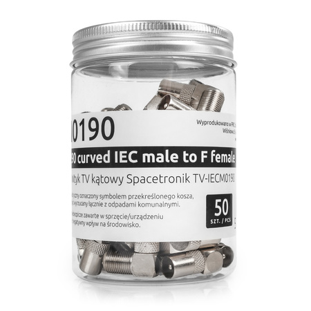 F-socket / Angled TV plug TV-IECM0190 Box 50pcs