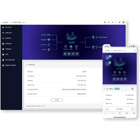 Router mini Wi-Fi 5 VPN GL.iNet Slate Plus GL-A1300