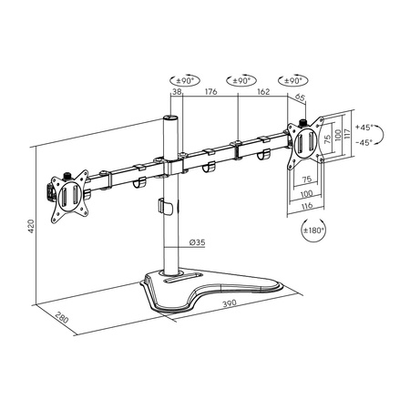 Spacetronik SPAT20 dvojitý držiak na monitor