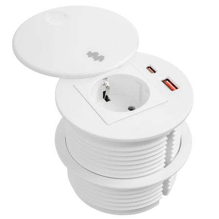 Spacetronik SPS-R1D3W V2 round tabletop socket