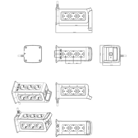 Listwa zasilająca tower 12xAC 2xUSB 1xUSB-C W