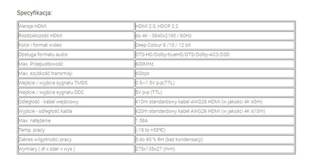 Rozdeľovač HDMI 1x8 SPH-RS108_V20 4K 60 Hz HDR