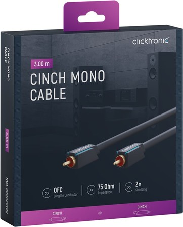 CLICKTRONIC Audio kabel 1xRCA - 1xRCA koaxiální 3m