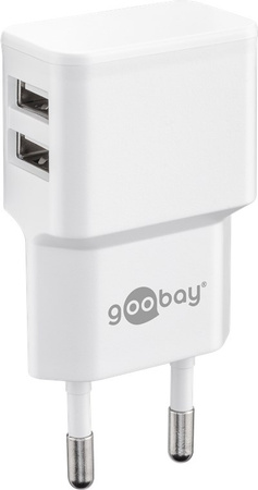 Ładowarka sieciowa 2x USB 2,4A Goobay biała
