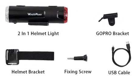 WT08 Wind and Moon 2-in-1 front and rear helmet light