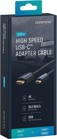 CLICKTRONIC USB-C - HDMI 2.0 4K 60Hz 3m Kabel