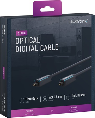 CLICKTRONIC Toslink optical cable + ad. jack 3m