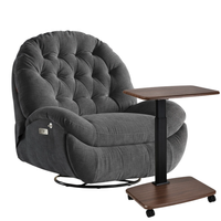 Zestaw wypoczynkowy fotel elektryczny Spacetronik Flax 04M szary + stolik regulowany