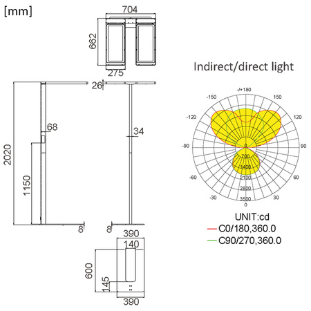 Podwójna lampa podłogowa LED GLOW D24 Pro Biała