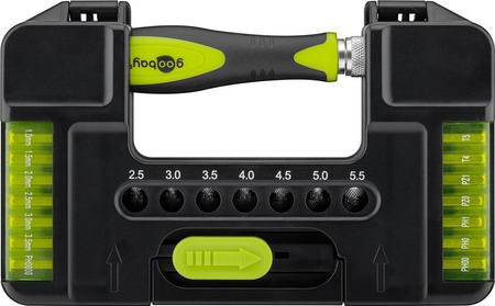 Screwdriver + bits/sockets KIT 37-element. Goobay