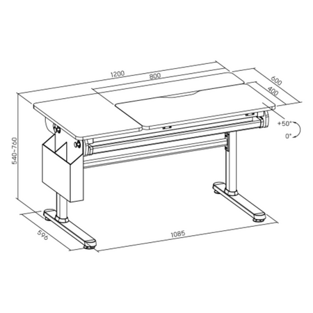 Zestaw Spacetronik: biurko regulowane 100×60 + krzesło dziecięce z podnóżkiem + nadstawka z pegboardem