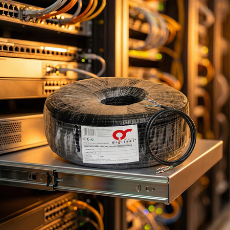 Skrętka DIGITSAT UTP Cat.6 CU PE ŻEL 100m CZARNA