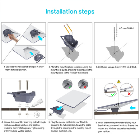 Aluminiowy uchwyt na dach do Starlink Mini