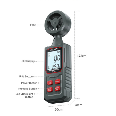 Anemometr cyfrowy do 30m/s Noyafa NF-561