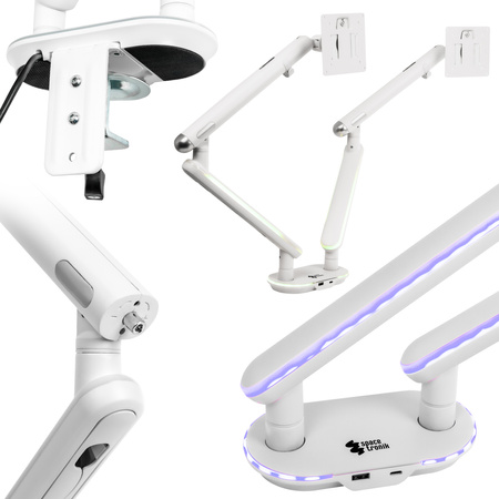 Podwójne Ramię do Monitora SPAF120LUW Białe