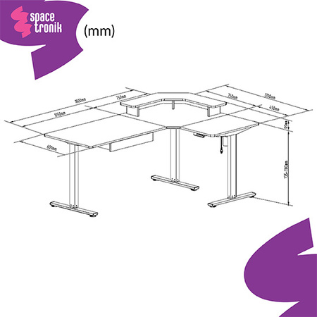 Zestaw regulowany fotel SPC-GILDA + biurko narożne elektryczne SPE-L124 180×120×60