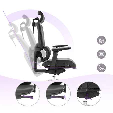 Ergonomiczny fotel biurowy obrotowy 6D EGAN Czarny