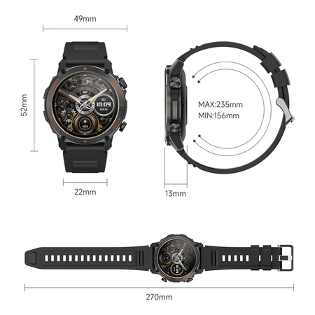 Smartwatch Kumi Gear GT3 FIT 2025 Czarny