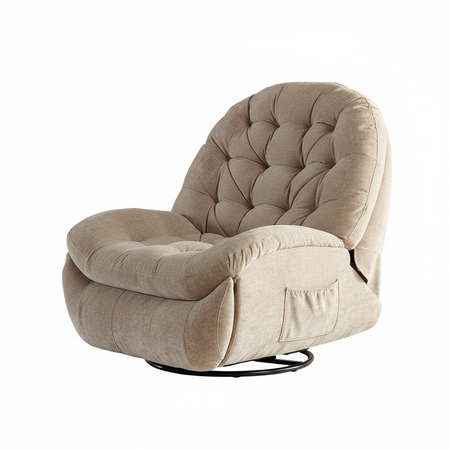 Zestaw wypoczynkowy fotel Spacetronik Flax 04M beżowy + stolik regulowany BUDDY