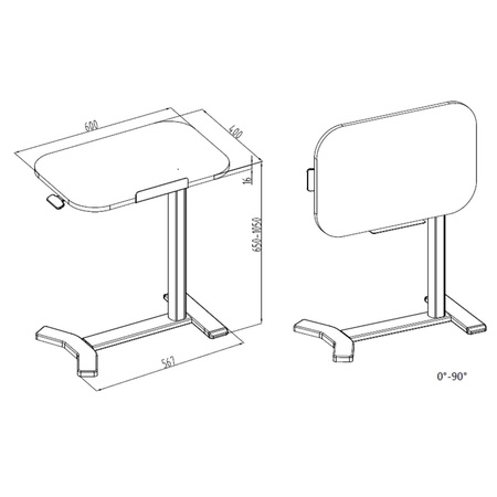 Stolik regulowany 90° Spacetronik Buddy 18 Czarny
