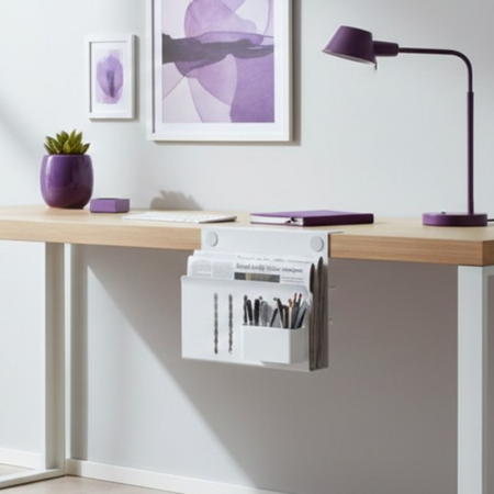 Boczny organizer do biurka na zacisk 30×30×12 cm biały SPB164W