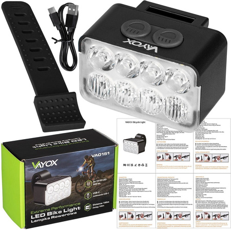 Front bike light 8xLED 900lm VA0151