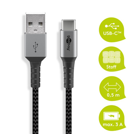 Kabel USB-C - USB-A 2.0 Goobay TEXTIL 0.5m